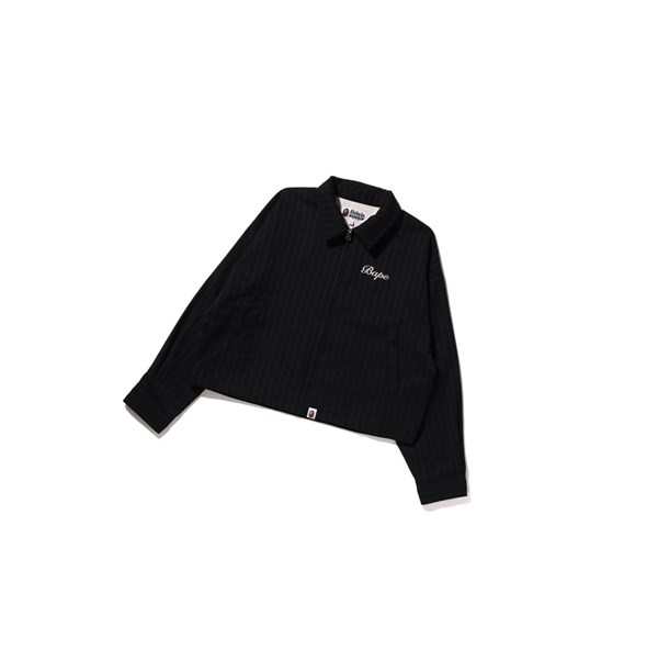 Dámské Bundy A BATHING APE Bape B.A Applique Pin Striped Zip Černé | NEXIR-2470