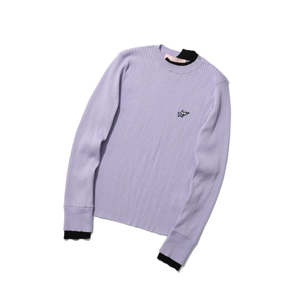 Dámské Halenka A BATHING APE Bape Contrast Ribbed Svetrové Crew Neck Knitwear Lilac | HIXSQ-8052