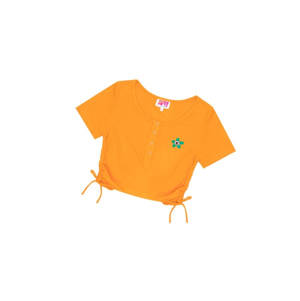 Dámské Halenka A BATHING APE Bape Logo Drawstring Cropped Top Krátké Sleeve Oranžové | ASTRN-7569