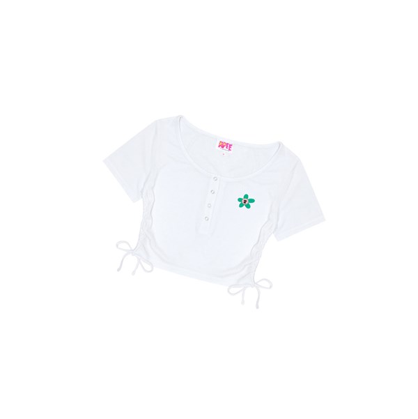 Dámské Halenka A BATHING APE Bape Logo Drawstring Cropped Top Krátké Sleeve Bílé | HYSMK-2195