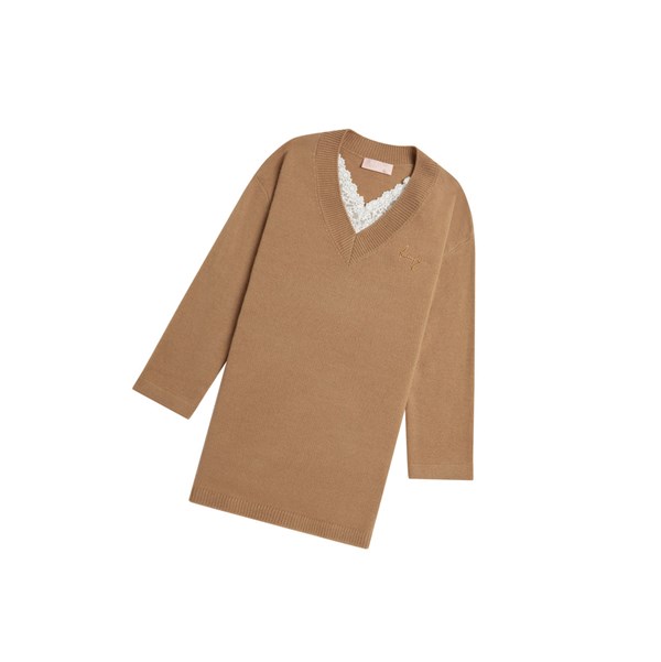Dámské Halenka A BATHING APE Bape Oversized Knit Svetrové V-neck Knitwear Béžový | MOPUI-6175