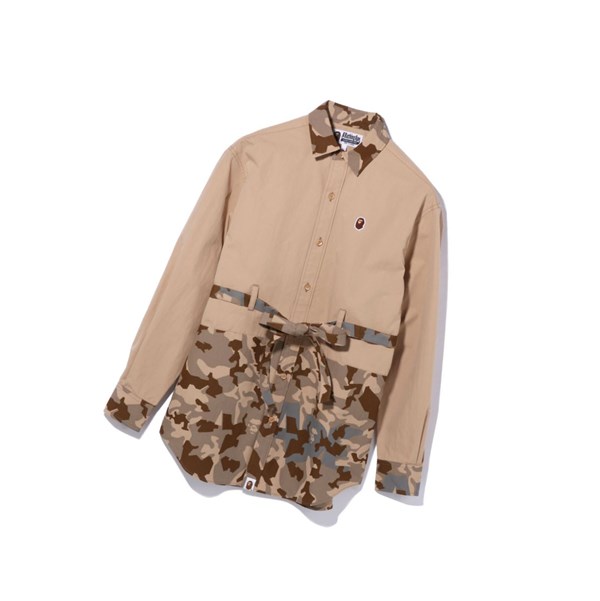 Dámské Košile A BATHING APE Bape Sand Camo A Bathing Ape Oversized Long Sleeve Béžový | YFXKS-2960