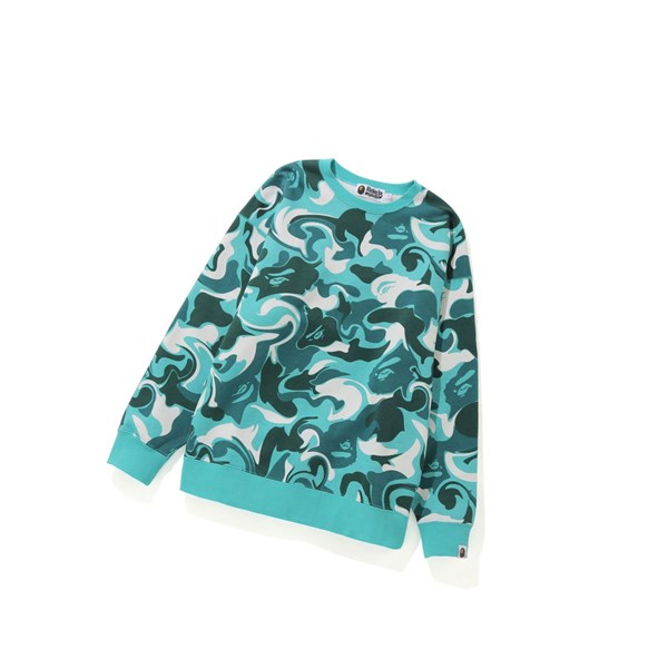 Dámské Mikiny A BATHING APE Bape Marble Camo Oversized Crewneck Mátově Zelená | KPCUS-0415