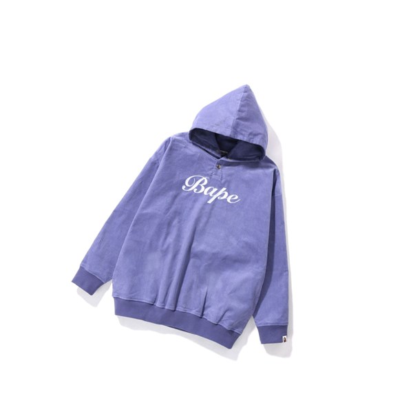 Dámské Mikiny S Kapucí A BATHING APE Bape Embroidery Corduroy Oversized Pullover Fialové | BQGHN-0514