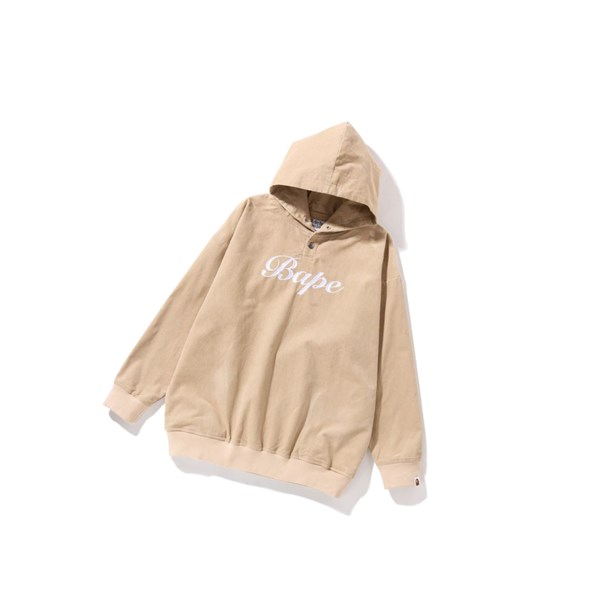 Dámské Mikiny S Kapucí A BATHING APE Bape Embroidery Corduroy Oversized Pullover Béžový | NLODA-7203