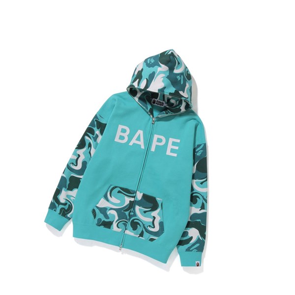 Dámské Mikiny S Kapucí A BATHING APE Bape Marble Camo Oversized Full Zip Throughs Mátově Zelená | UQJPI-9463