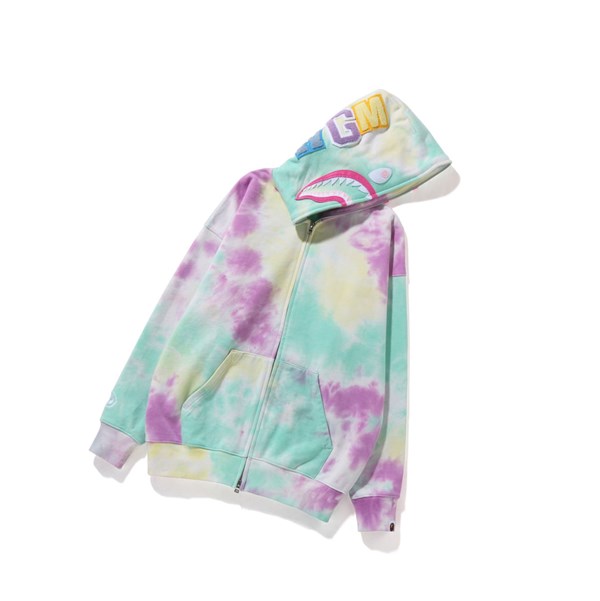 Dámské Mikiny S Kapucí A BATHING APE Bape Tie-dye Shark Oversized Full Zip Throughs Caise | XVHRC-8159
