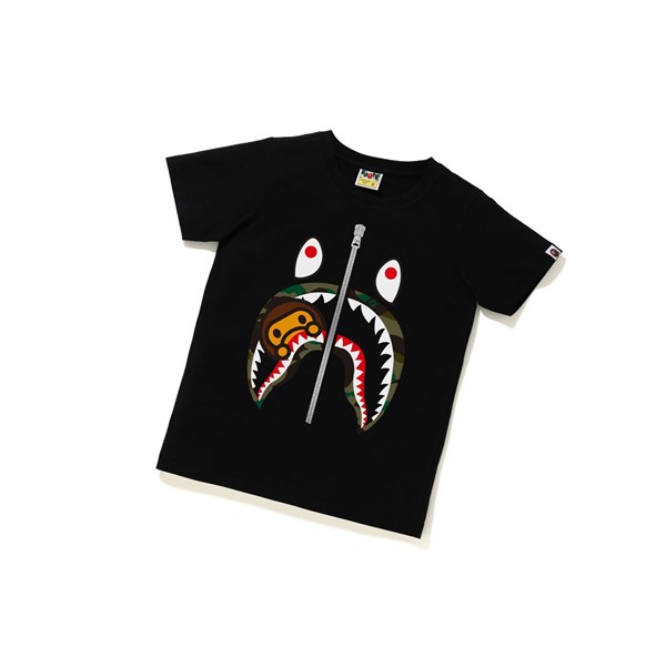 Dámské Tričko A BATHING APE Bape 1st Camo Milo Shark Tee Krátké Sleeve Černé | LXWGJ-1209