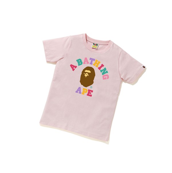 Dámské Tričko A BATHING APE Bape Colors College Tee Krátké Sleeve Růžové | QIMOL-9368