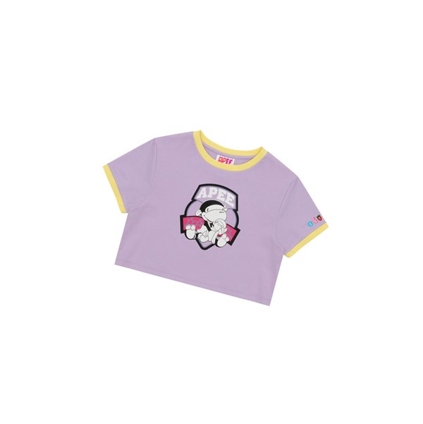 Dámské Tričko A BATHING APE Bape Graphic Cropped Tee Krátké Sleeve Fialové | CMDOE-1249