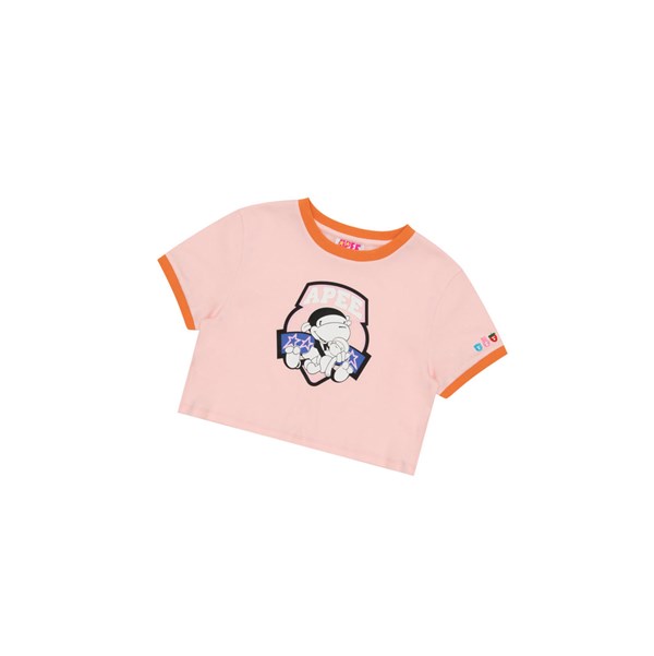 Dámské Tričko A BATHING APE Bape Graphic Cropped Tee Krátké Sleeve Růžové | YVXFZ-9583