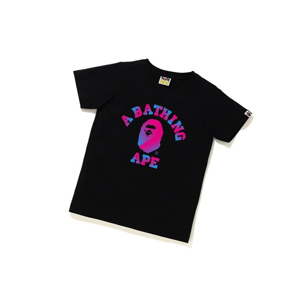 Dámské Tričko A BATHING APE Bape Halftone Dot College Tee Krátké Sleeve Černé | FOSXI-9183