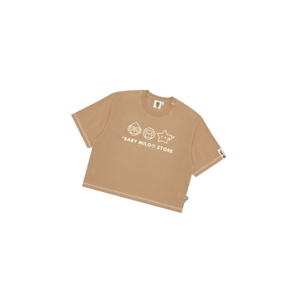 Dámské Tričko A BATHING APE Bape Logo Crop Fit Tee Krátké Sleeve Béžový | TXGHI-0865