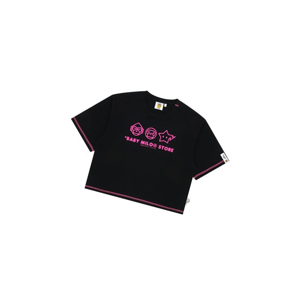 Dámské Tričko A BATHING APE Bape Logo Crop Fit Tee Krátké Sleeve Černé | WMUPA-3751