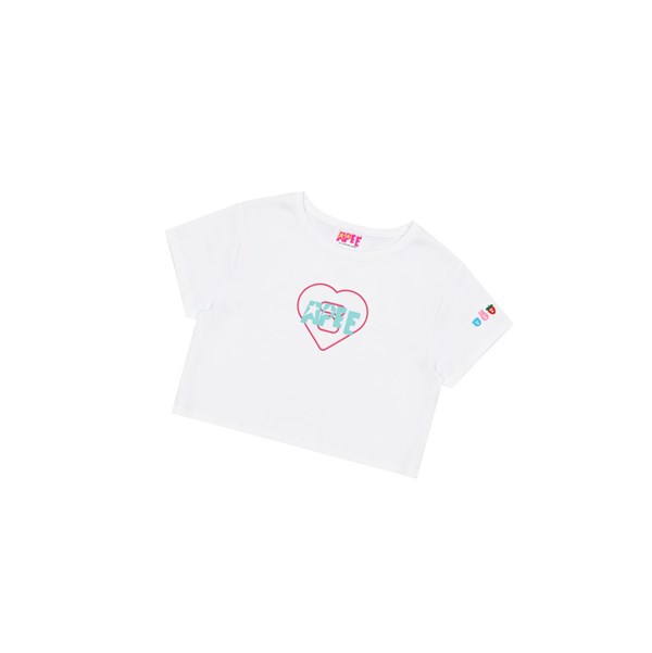 Dámské Tričko A BATHING APE Bape Logo Printed Slim Cut Tee Krátké Sleeve Bílé | ZSFLK-4893