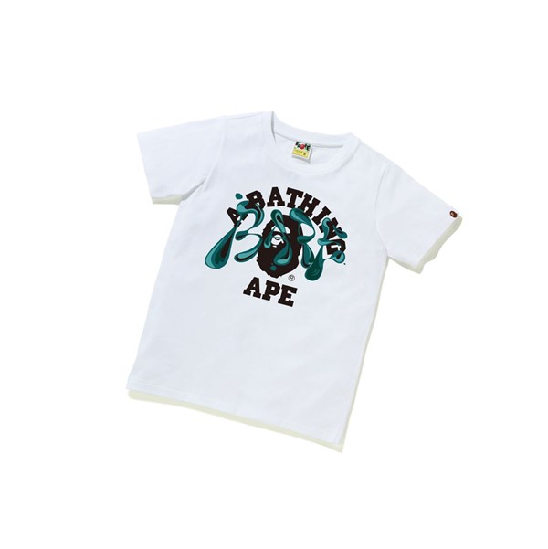 Dámské Tričko A BATHING APE Bape Marble Camo Liquid College Tee Krátké Sleeve Bílé | MFRPX-3850