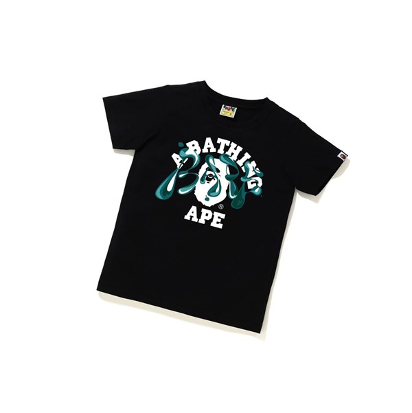 Dámské Tričko A BATHING APE Bape Marble Camo Liquid College Tee Krátké Sleeve Černé | XFBAG-2085