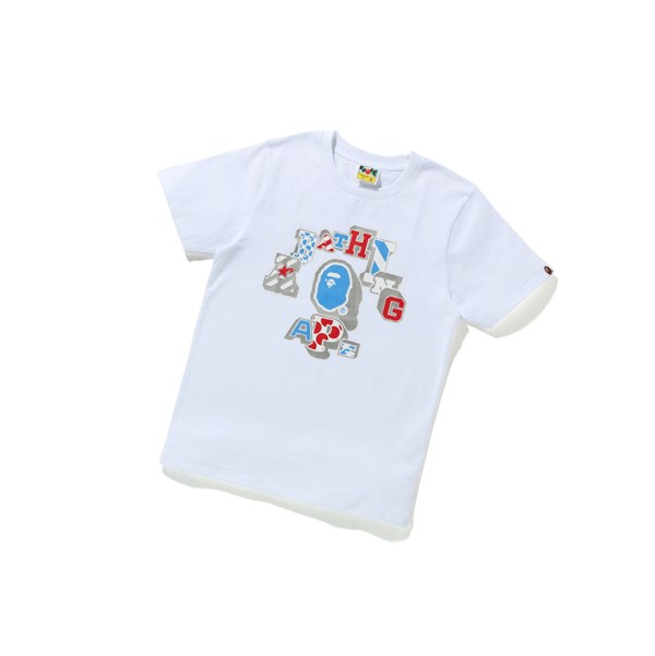 Dámské Tričko A BATHING APE Bape Mix Patched College Tee Krátké Sleeve Bílé | SZEIQ-8096