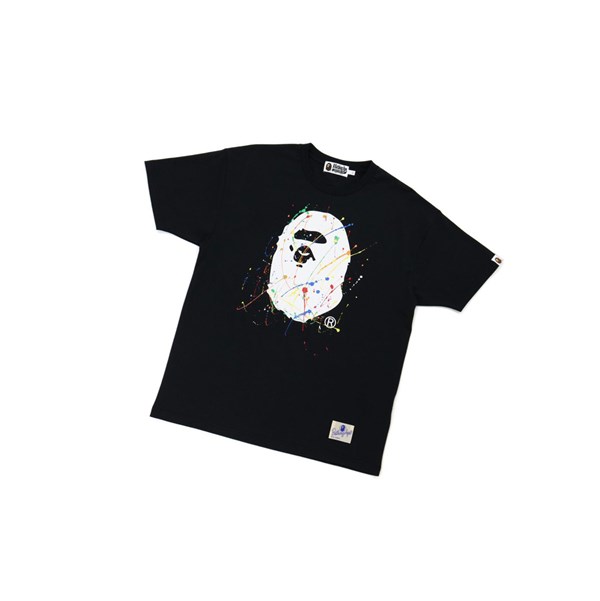Dámské Tričko A BATHING APE Bape Paint Splatter Ape Head Tee Krátké Sleeve Černé | GVZYU-3901