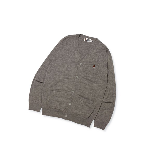 Pánské Kardigan A BATHING APE Bape Ape Head Knit Cardigan Cardigan Šedé | PQECA-4510