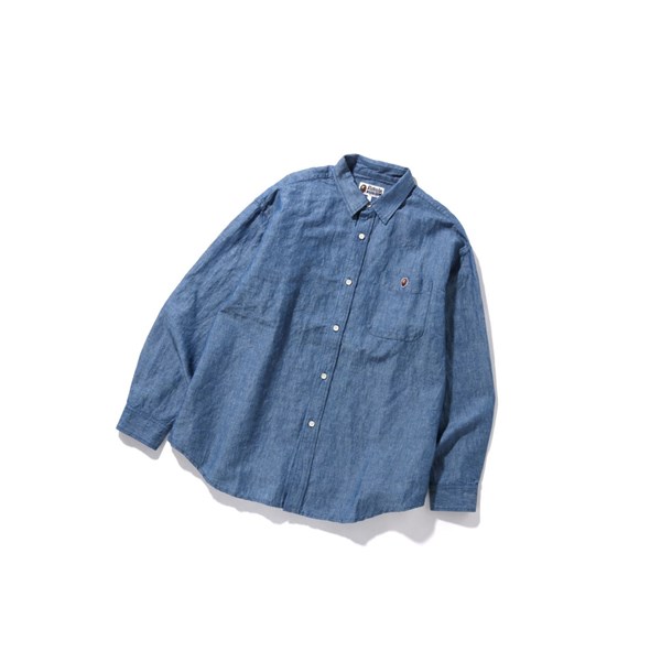 Pánské Košile A BATHING APE Bape Chambray Loose Fit Long Sleeve Blankyt | KXJYO-6914