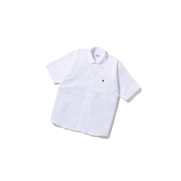 Pánské Košile A BATHING APE Bape One Point Široké Fit S/S Krátké Sleeve Bílé | KWNTP-0498