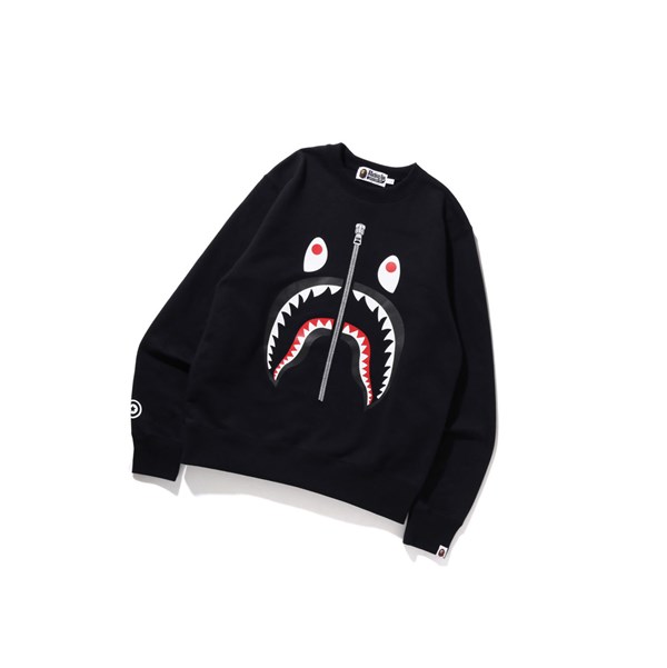Pánské Mikiny A BATHING APE Bape Shark Crewneck Černé | JKEDM-5387