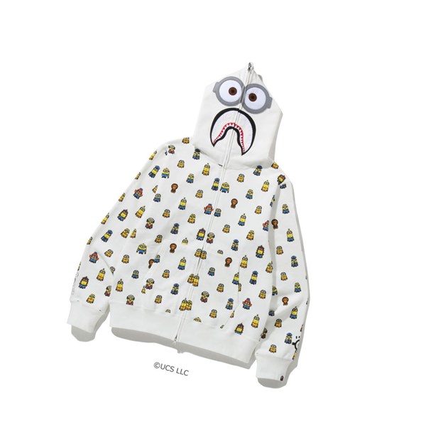 Pánské Mikiny S Kapucí A BATHING APE Bape X Minions Shark Full Zip Throughs Bílé | AGYZP-4219