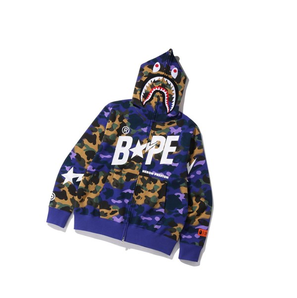 Pánské Mikiny S Kapucí A BATHING APE Bape X Heron Preston Mix 1st Camo Shark Relaxed Full Zip Throughs Fialové | BZPFV-2189