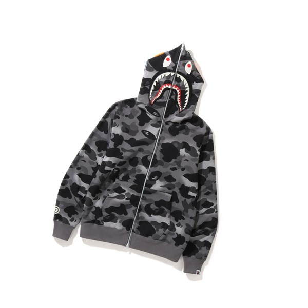 Pánské Mikiny S Kapucí A BATHING APE Bape Grid Camo Shark Full Zip Throughs Černé | HJZKC-0946
