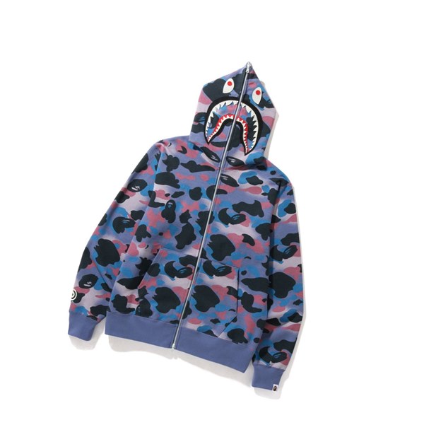 Pánské Mikiny S Kapucí A BATHING APE Bape Grid Camo Shark Full Zip Throughs Fialové | KAPYD-6759