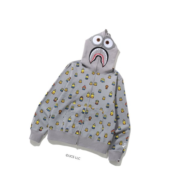Pánské Mikiny S Kapucí A BATHING APE Bape X Minions Shark Full Zip Throughs Šedé | KGJFZ-3264