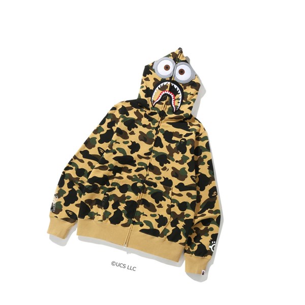 Pánské Mikiny S Kapucí A BATHING APE Bape X Minions 1st Camo Minions Shark Full Zip Throughs Žluté | PXDZG-3974