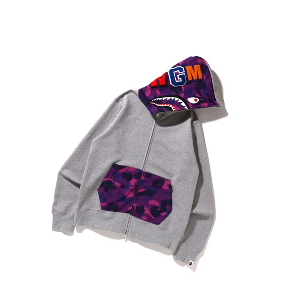 Pánské Mikiny S Kapucí A BATHING APE Bape Color Camo Shark Full Zip Throughs Světle Šedé | SBAEW-2635