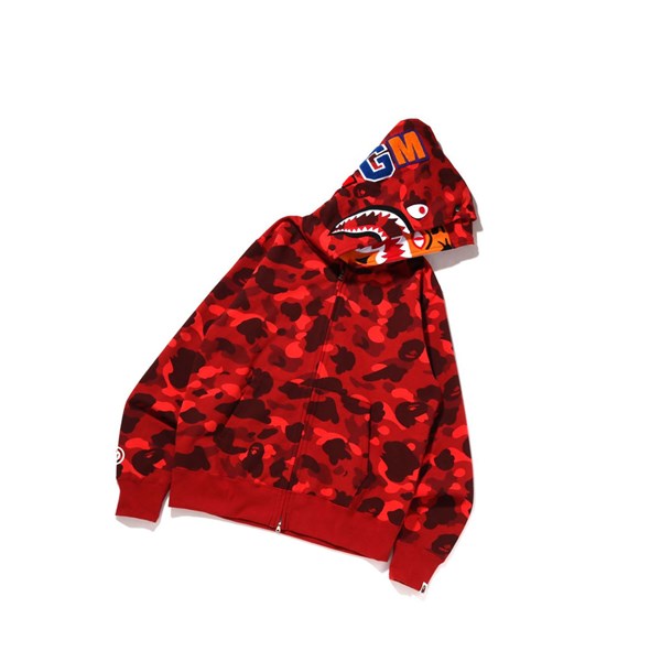 Pánské Mikiny S Kapucí A BATHING APE Bape Color Camo Tiger Shark Široké Full Zip Double Zip Throughs Červené | TDYNU-0427