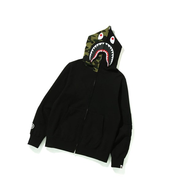 Pánské Mikiny S Kapucí A BATHING APE Bape Detachable Shark Full Zip Throughs Černé | YQVUS-4509