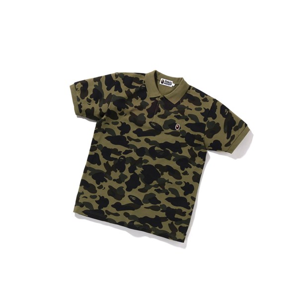 Pánské Polo A BATHING APE Bape 1st Camo One Point Krátké Sleeve Zelene | IJKGR-2750