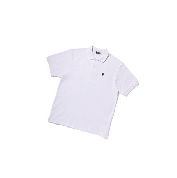 Pánské Polo A BATHING APE Bape Ape Head One Point Relaxed Fit Krátké Sleeve Bílé | QXWID-6097