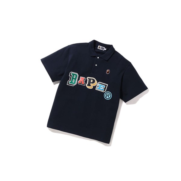 Pánské Polo A BATHING APE Bape Multi Fonts Relaxed Fit Krátké Sleeve Tmavě Blankyt Blankyt | UPTOX-6140
