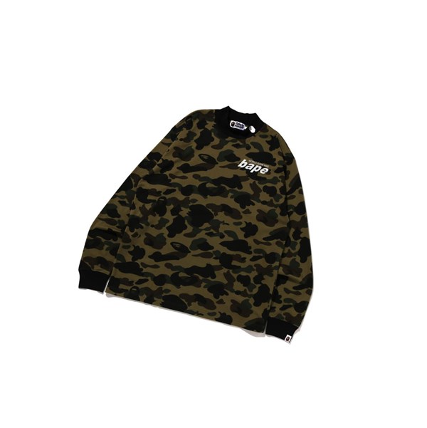 Pánské Tričko A BATHING APE Bape 1st Camo Mock Neck Relaxed Fit L/S Tee Long Sleeve Zelene | QGWIT-7863