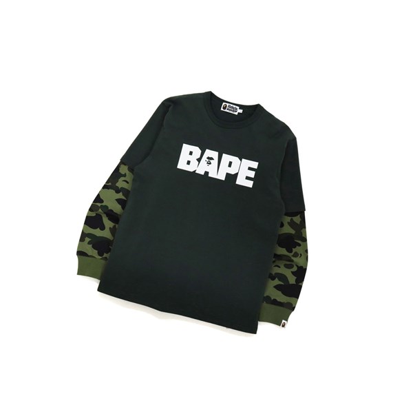 Pánské Tričko A BATHING APE Bape 1st Camo Layered L/S Tee Long Sleeve Zelene | REHAW-2904