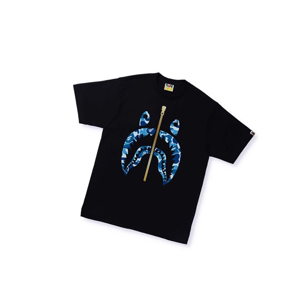 Pánské Tričko A BATHING APE Bape Abc Camo Shark Tee Krátké Sleeve Černé | IREHC-5340