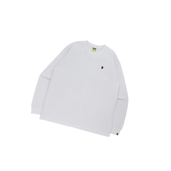 Pánské Tričko A BATHING APE Bape Ape Head One Point Relaxed Fit L/S Tee Long Sleeve Bílé | DLCOZ-4539