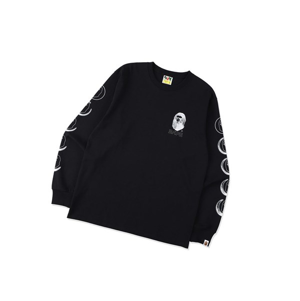 Pánské Tričko A BATHING APE Bape Ape Head Moon Long Sleeve Tee Long Sleeve Černé | OQUCG-0581