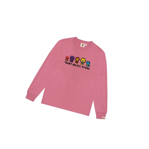 Pánské Tričko A BATHING APE Bape Baby Milo Tee Long Sleeve Růžové | CPFNJ-4673