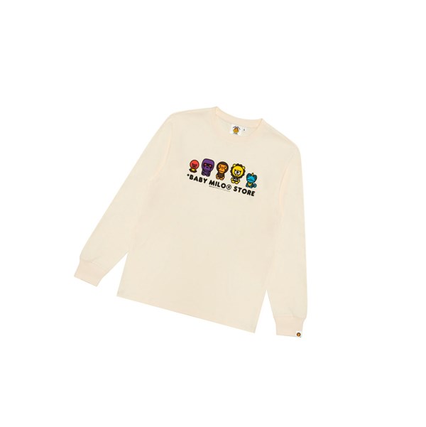 Pánské Tričko A BATHING APE Bape Baby Milo Tee Long Sleeve Bílé | LAIFN-1304