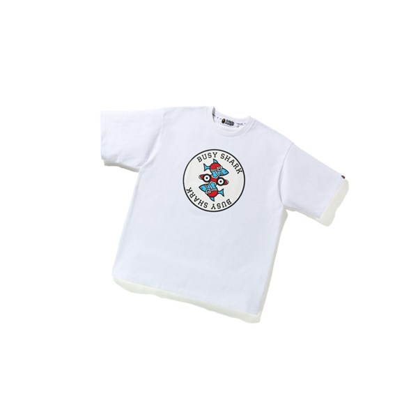 Pánské Tričko A BATHING APE Bape Busy Shark Relaxed Fit Heavy Weight Tee Krátké Sleeve Bílé | LAHSZ-0219