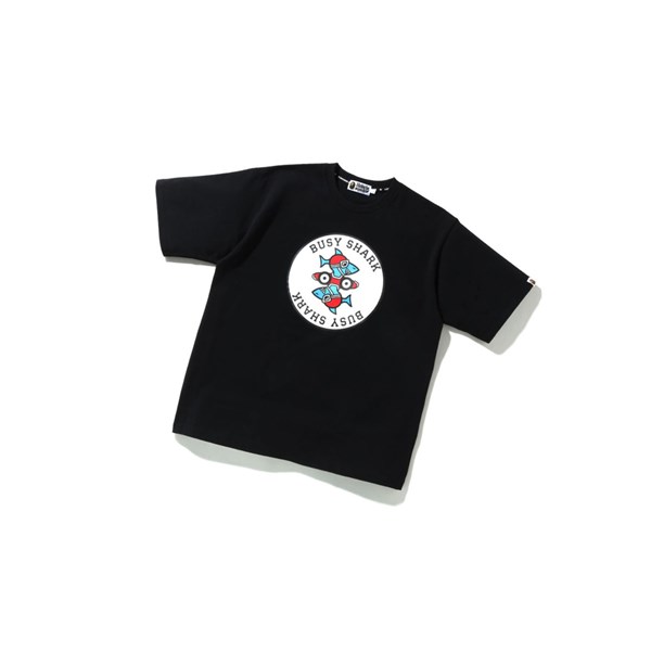 Pánské Tričko A BATHING APE Bape Busy Shark Relaxed Fit Heavy Weight Tee Krátké Sleeve Černé | LMEFA-1824