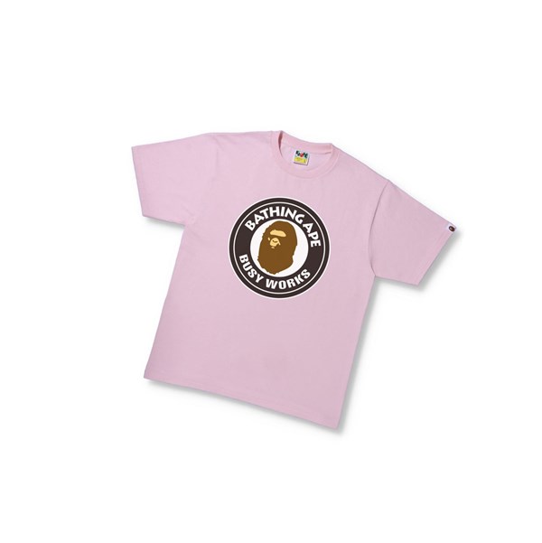 Pánské Tričko A BATHING APE Bape Busy Works Tee Krátké Sleeve Růžové | GXUPI-7461