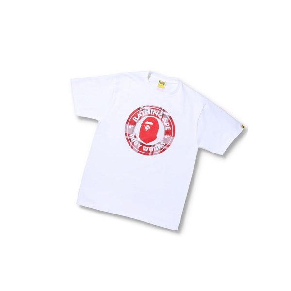 Pánské Tričko A BATHING APE Bape Check Gift Busy Works Tee Krátké Sleeve Bílé | YCNWX-4852
